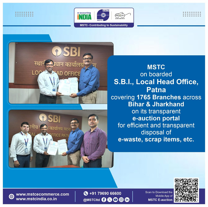 MSTC onboards SBI, local head office, Patna